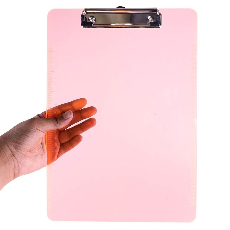 Super Z Outlet Slim Plastic Transparent Thin Lightweight Colorful Fun Clipboard with Ruler Measurements, Hanging Hook for Portable Classroom Children Teacher College Size (9" x 12.5") (6 Pack) - Image 4